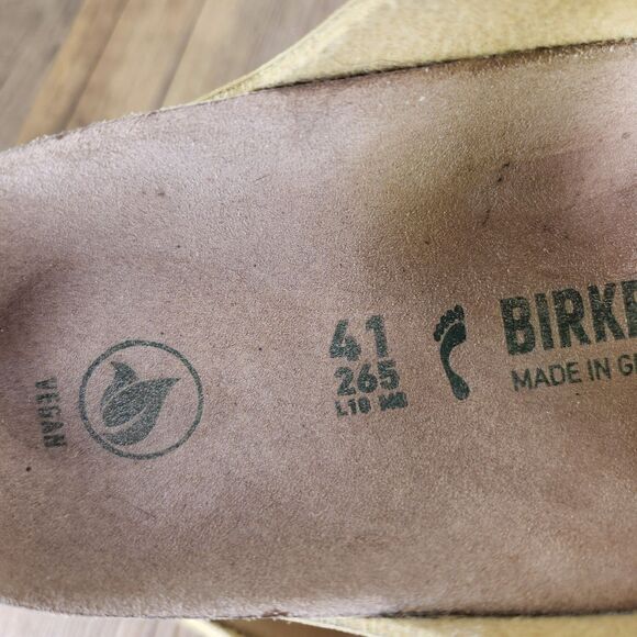 Birkenstock Arizona Vegan Latte Cream Birkibuc Womens Size 10 Boho Slide Sandals - Picture 9 of 9